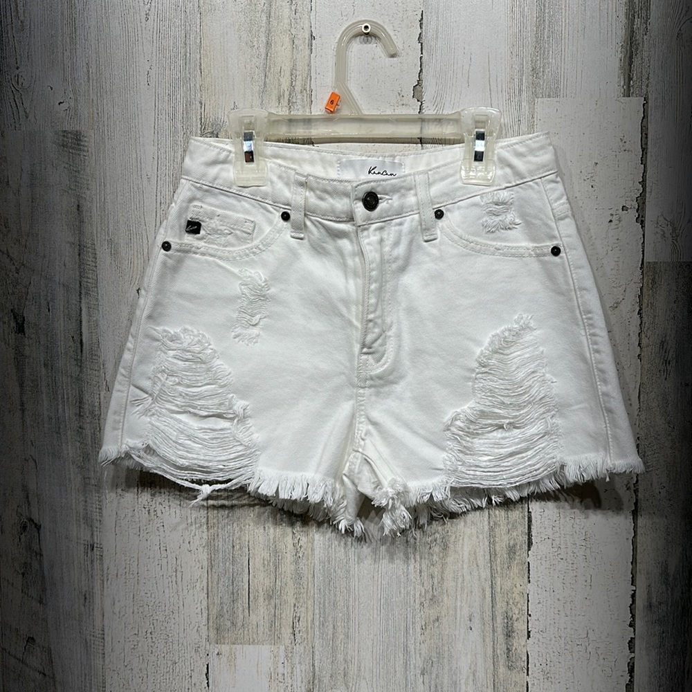 Kancan Womens High Rise Frayed White  Short Size XS excellent condition
